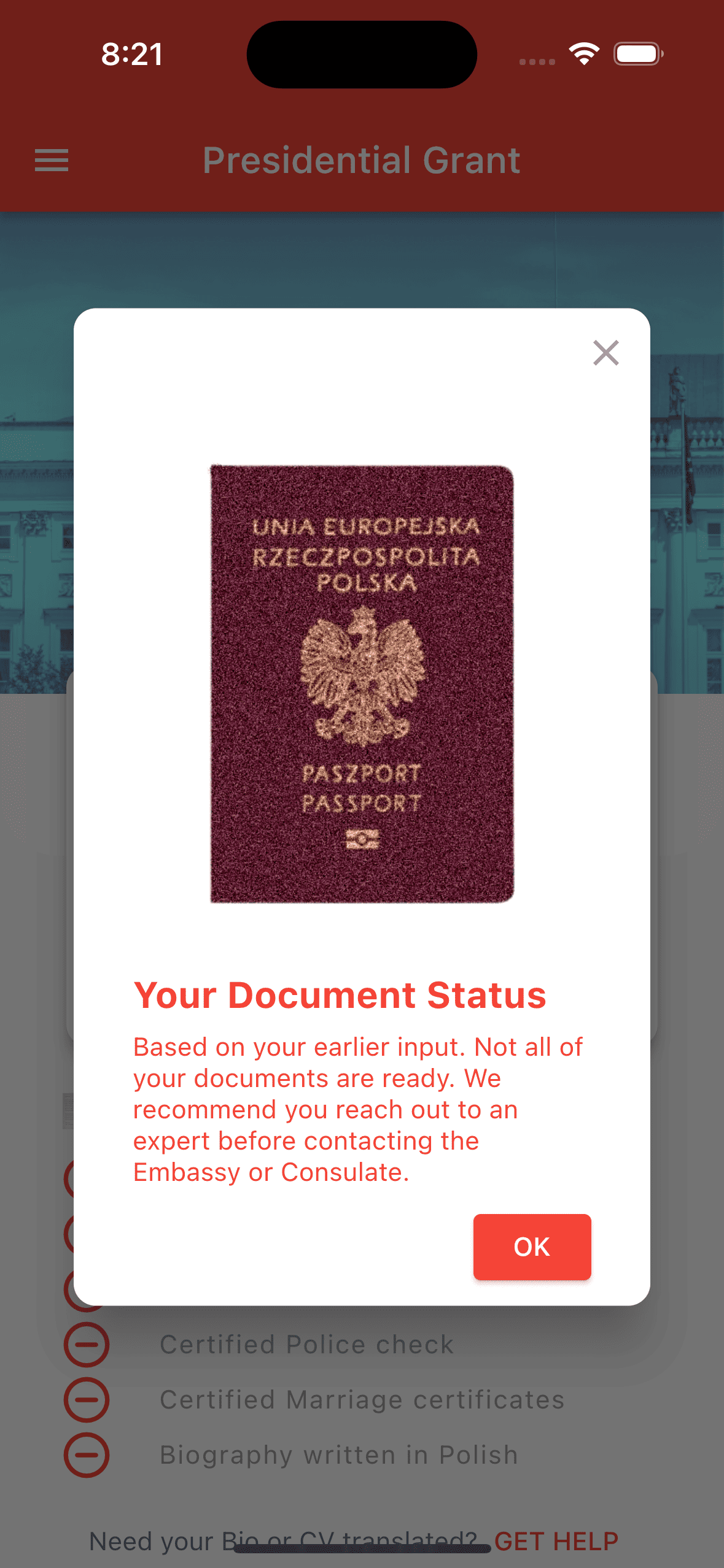 document status on citizenpl app