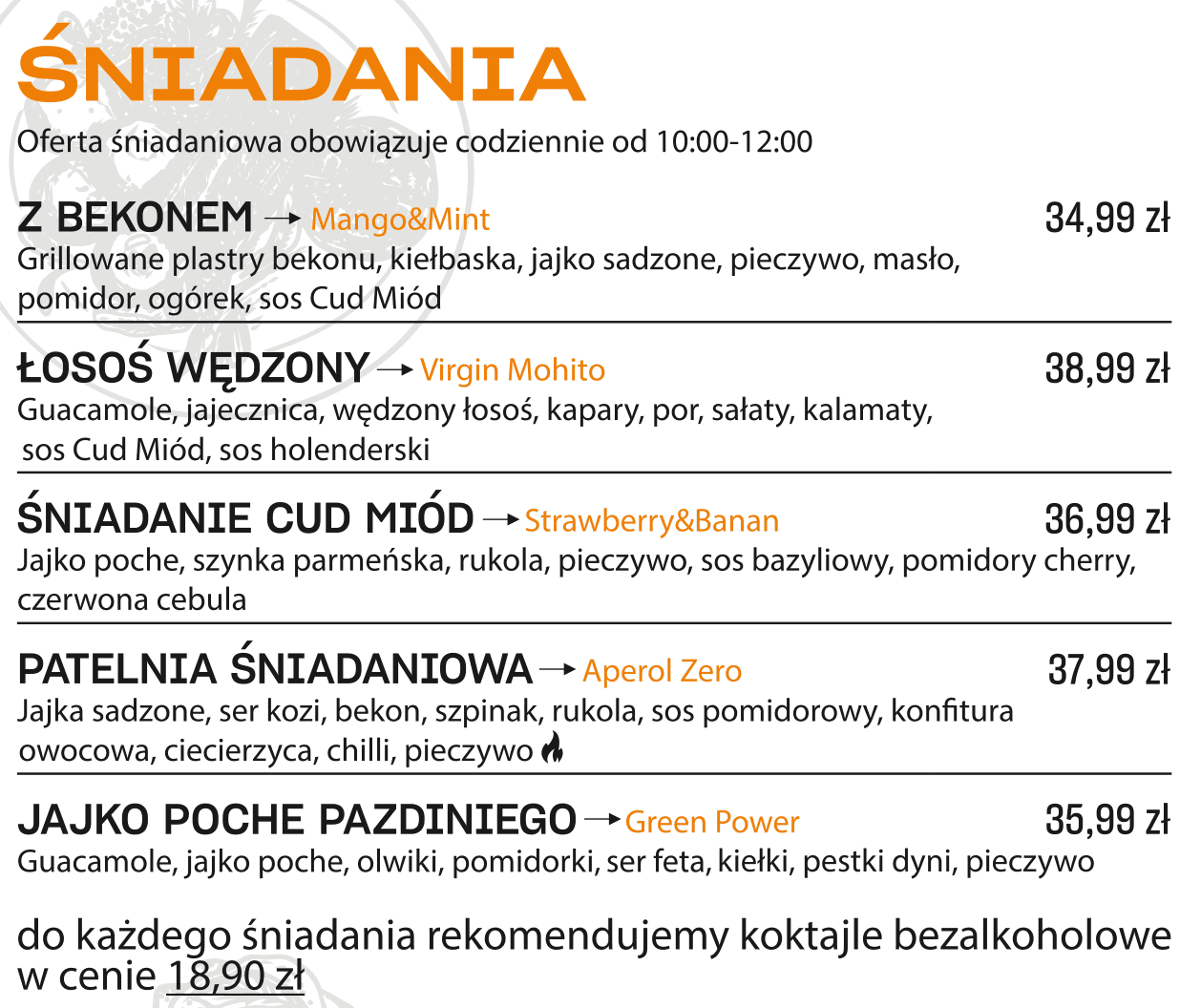 Cud Miód Fabryczna in Lodz Breakfast Menu