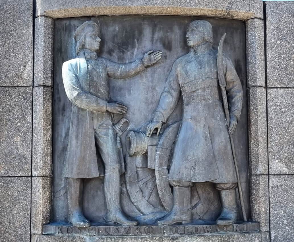 Kościuszko and Głowacki bas-relief on Plac Wolnosci in Lodz